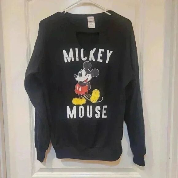 Disney Jerry Leigh Black Cotton w Graphic Keyhole Sweatshirt - Picture 2 of 8